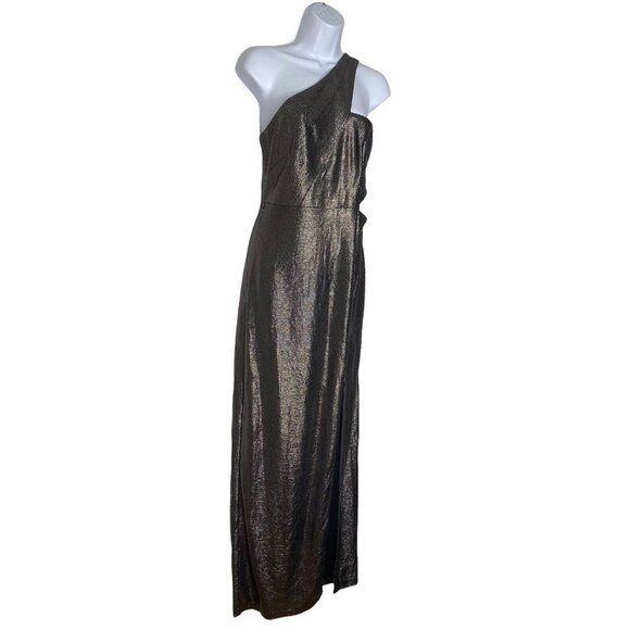 Aidan Mattox Woman’s Foiled Knit Column Gunmet Black Gown SZ‎ 6 - Picture 5 of 11